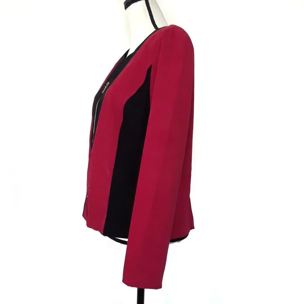 Vintage 1980s Red Black Micro Suede Zip Up Jacket - Picture 5 of 10